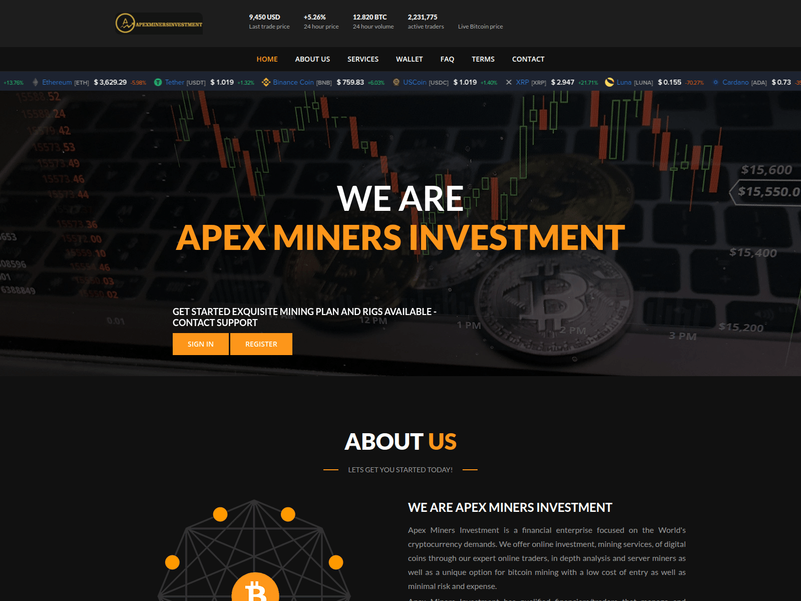 Screenshot of apexminers-investments.online