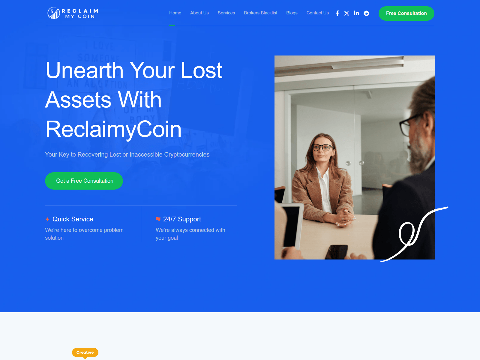 Screenshot of reclaimmycoin.com