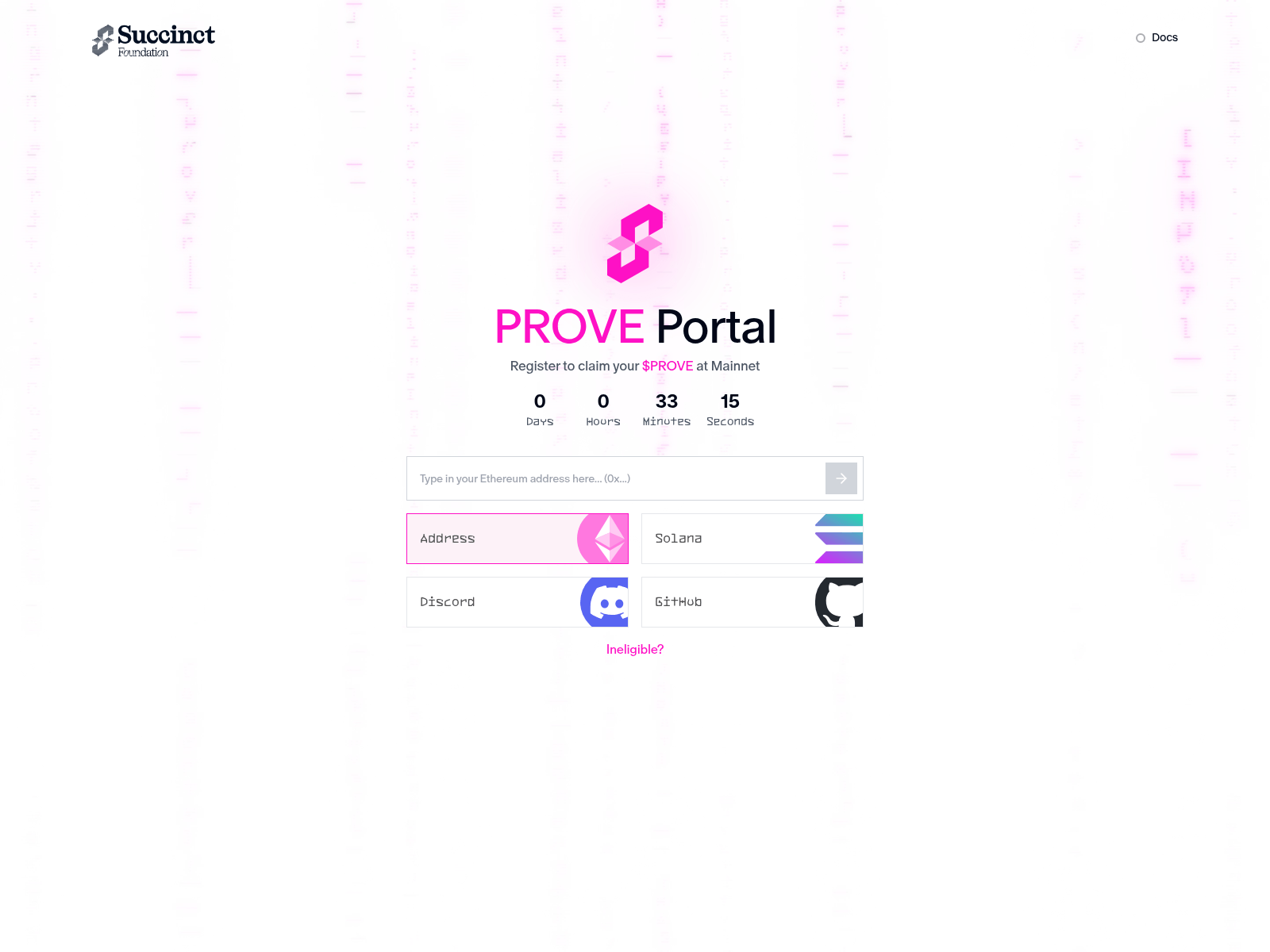 Screenshot of register.succincts.foundation