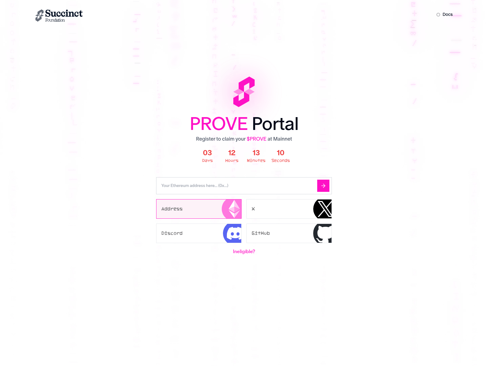 Screenshot of airdrop.sucinctlabs.xyz