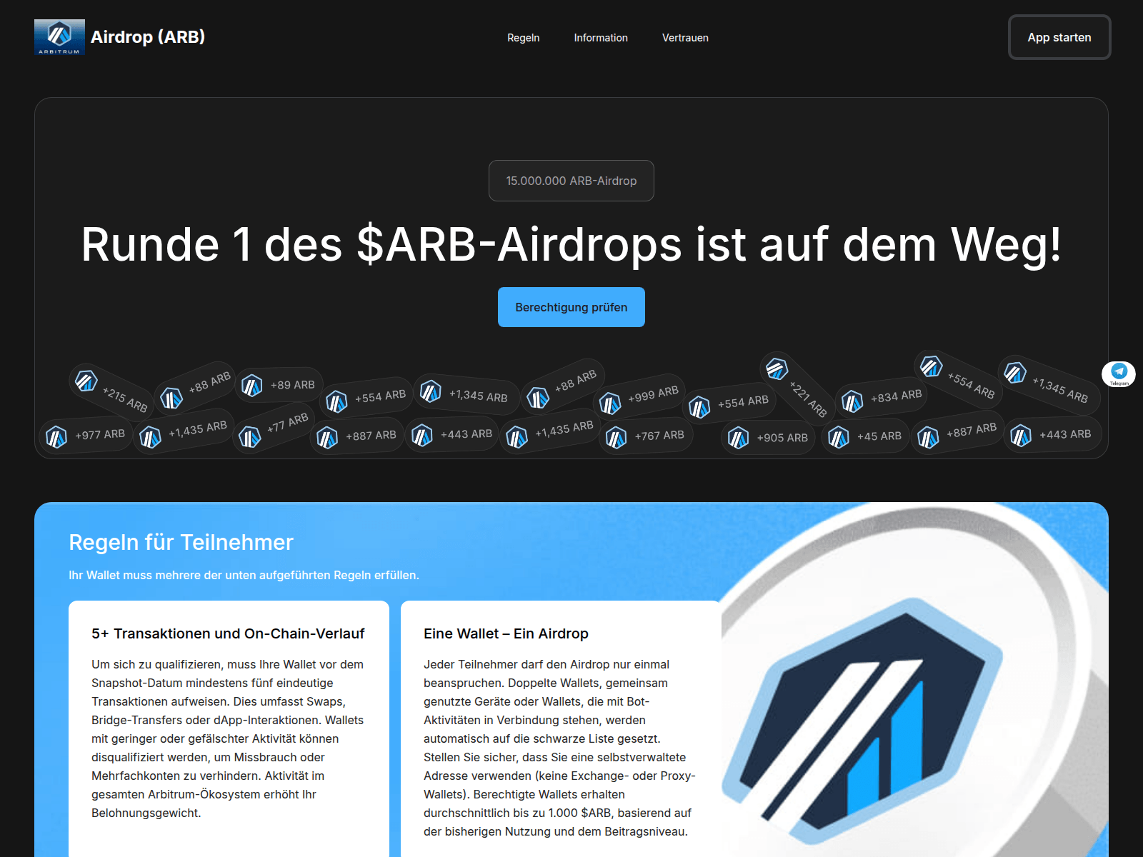 Screenshot of airdrop-arb.net