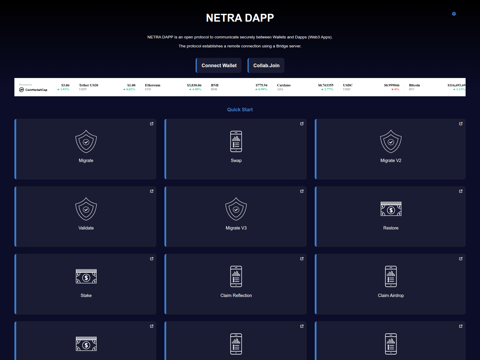 Screenshot of netrafluxdapp.com