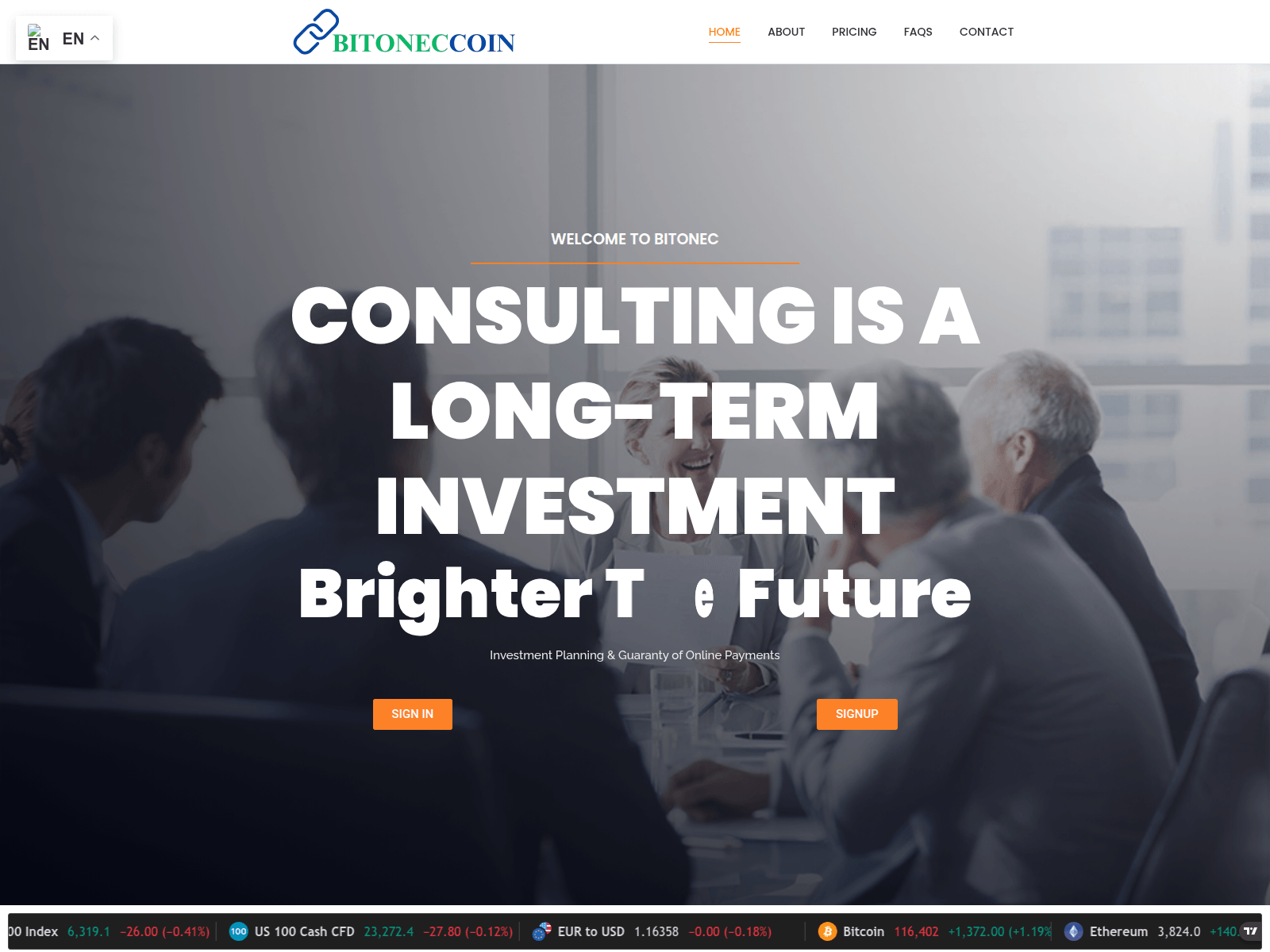 Screenshot of bitoneccoin.com