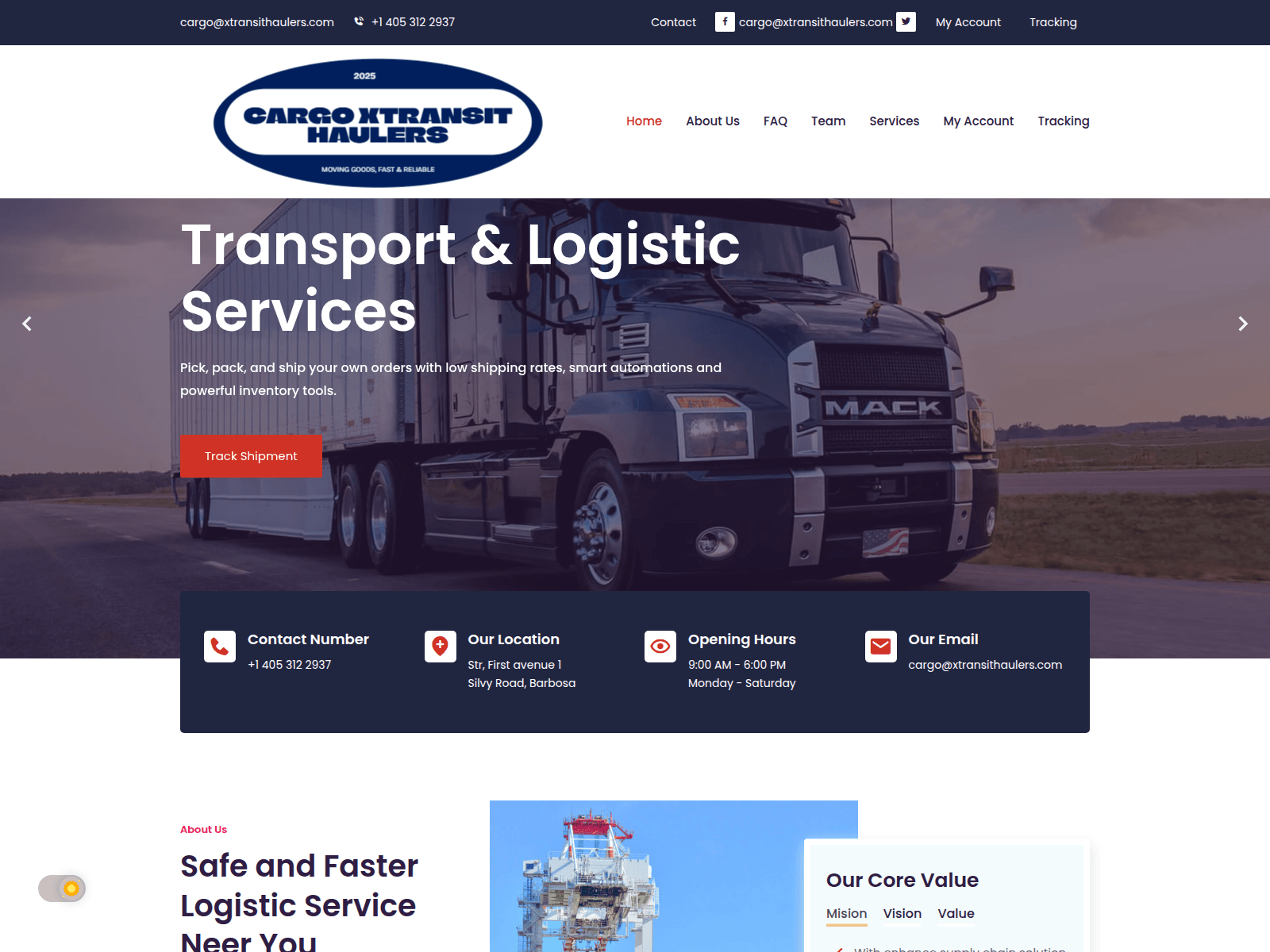 Screenshot of cargo.xtransithaulers.com