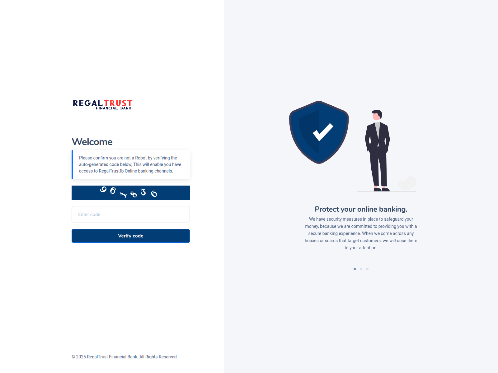 Screenshot of account.regaltrustfb.com