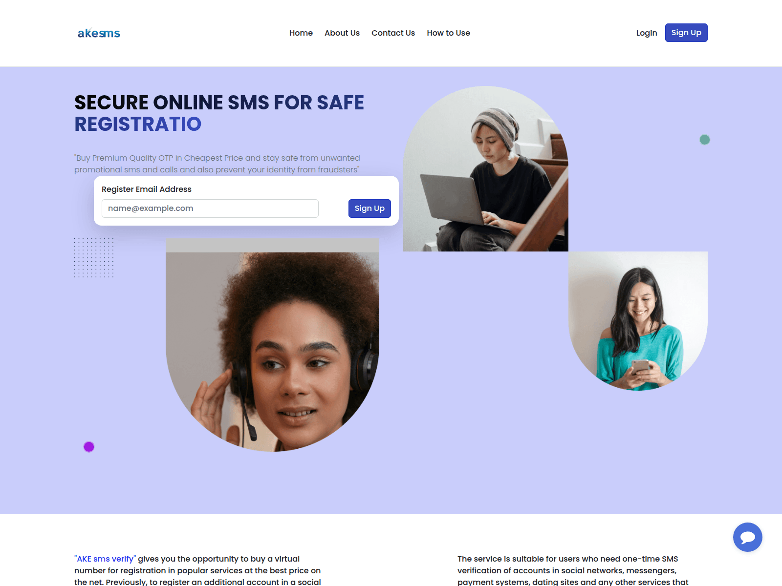 Screenshot of akesmsverify.com