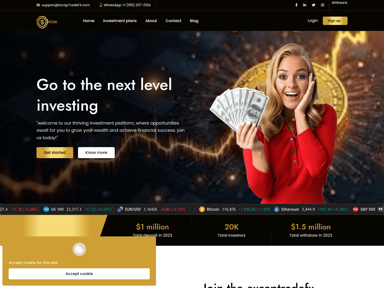 Screenshot of excaptradefx.com