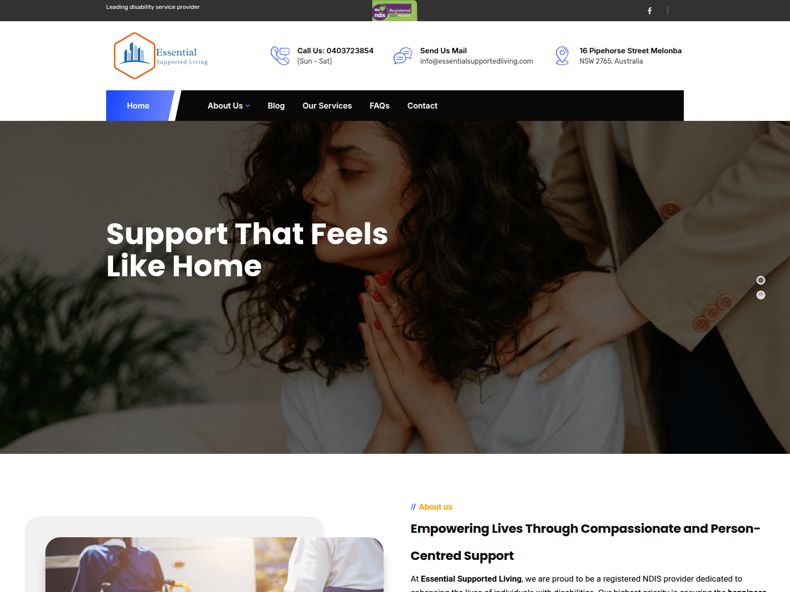 Screenshot of www.essentialsupportedliving.com