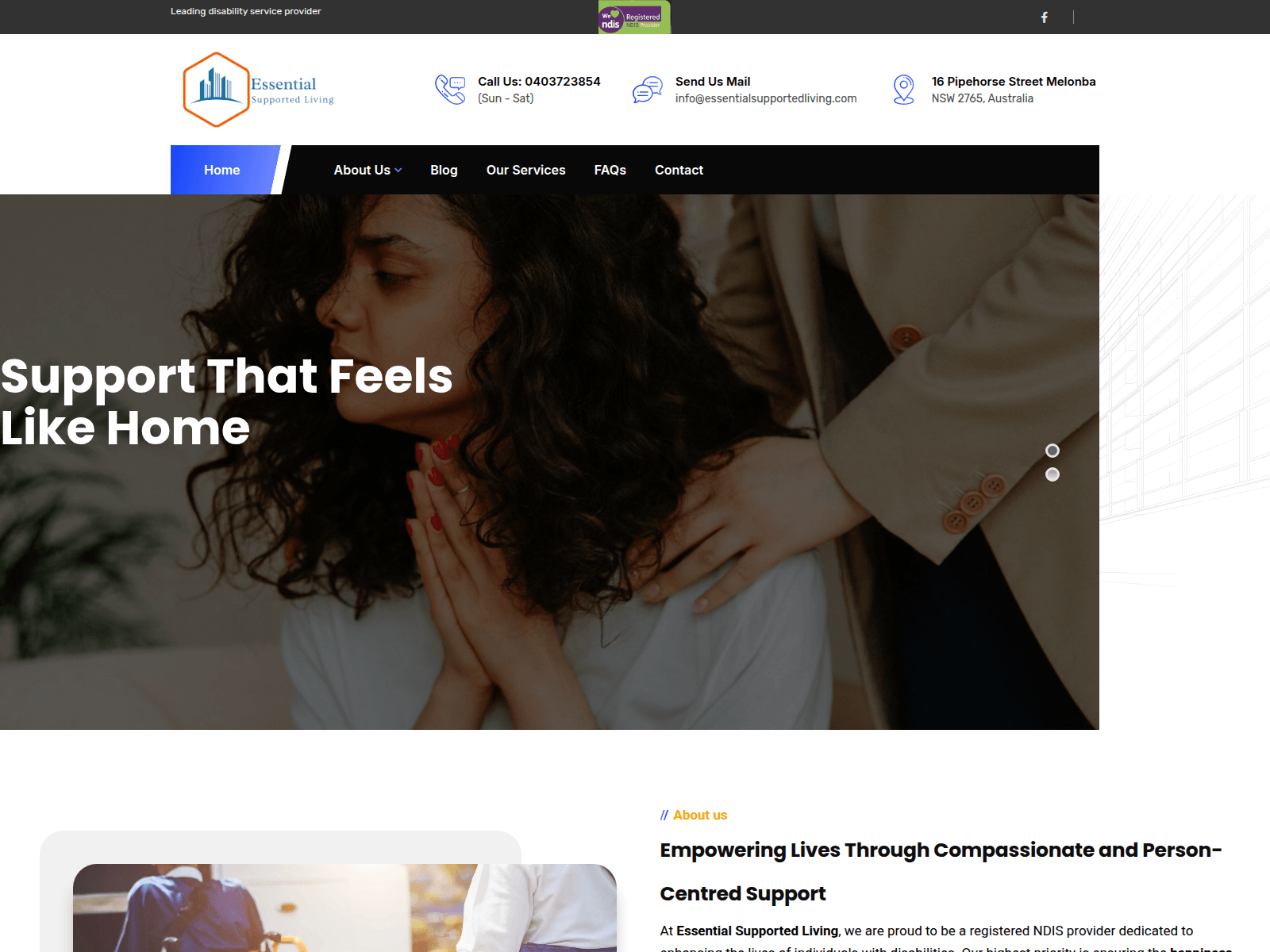 Screenshot of essentialsupportedliving.com