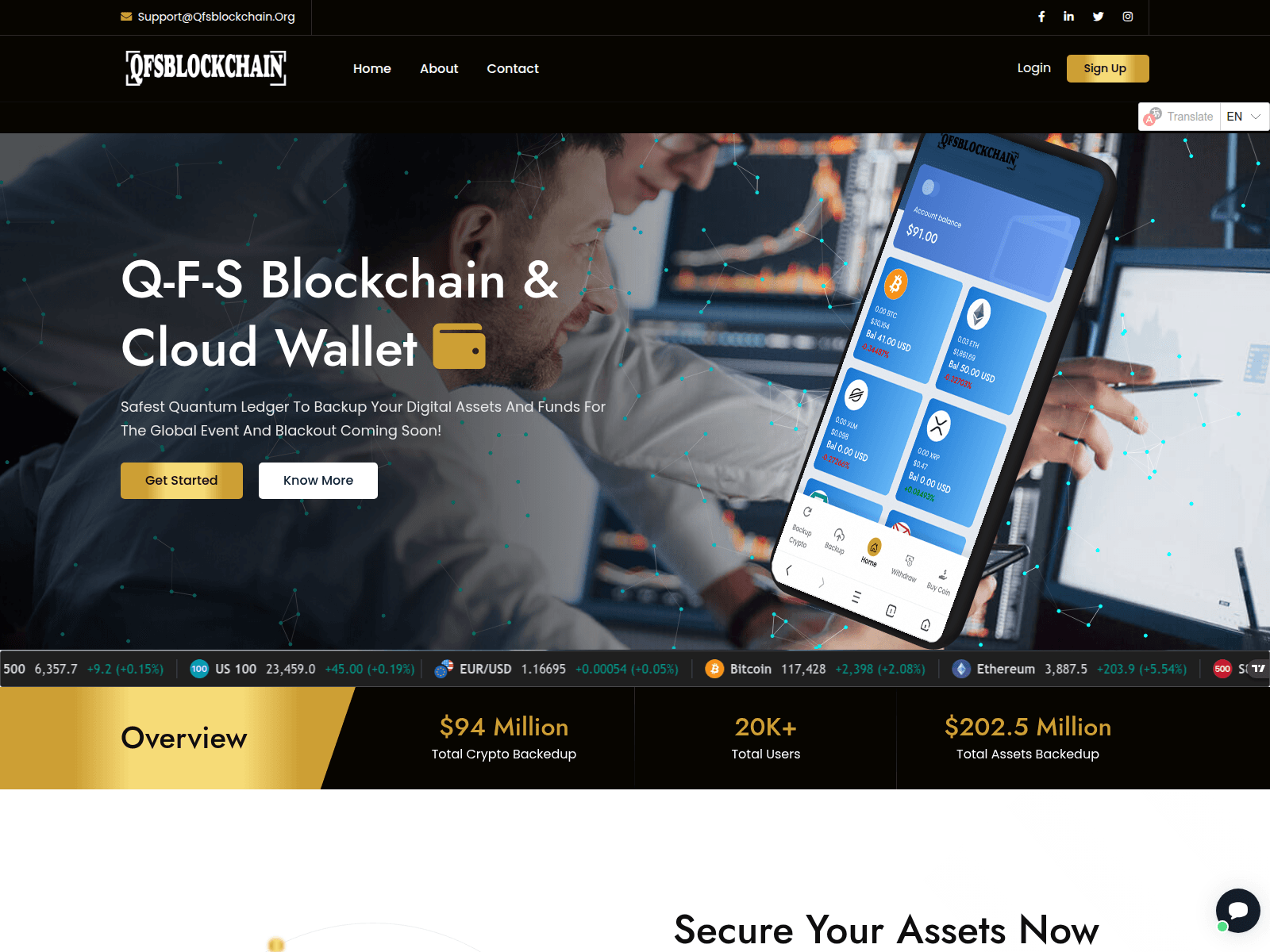 Screenshot of qfsblockchain.org