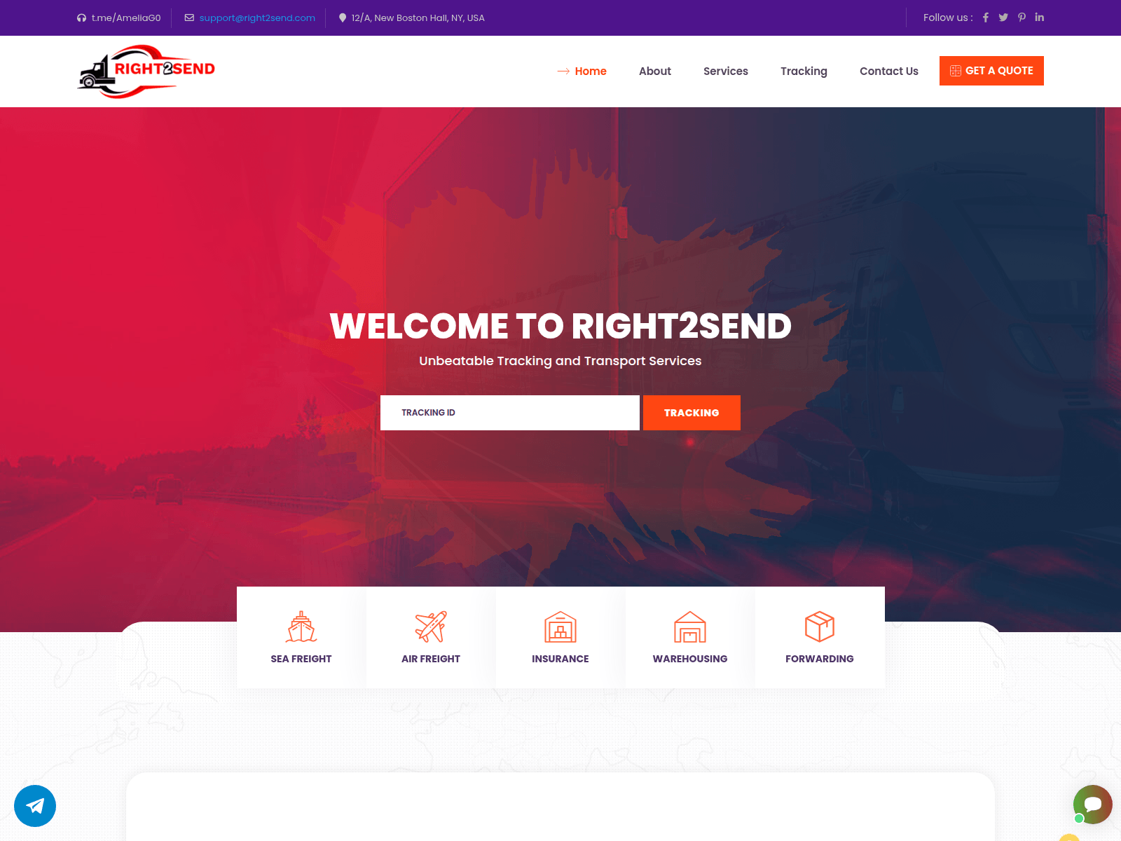 Screenshot of right2send.com