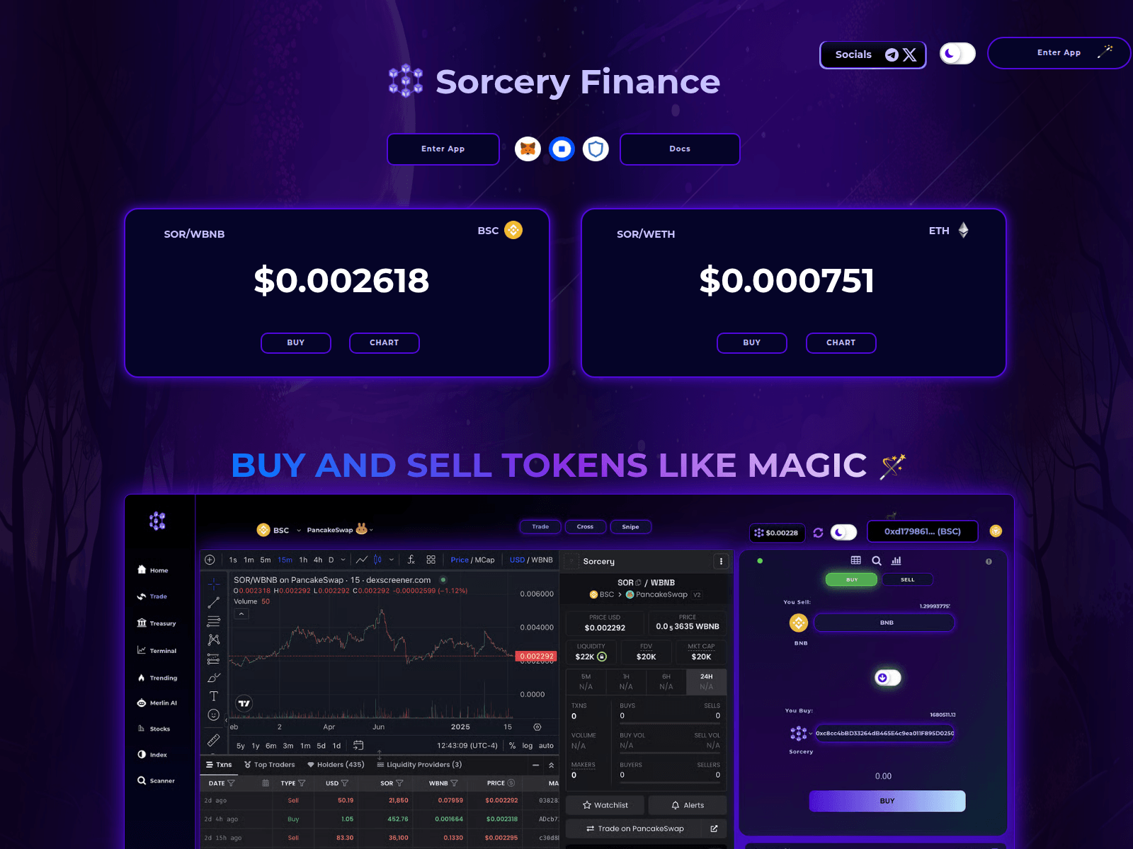 Screenshot of sorcery.finance