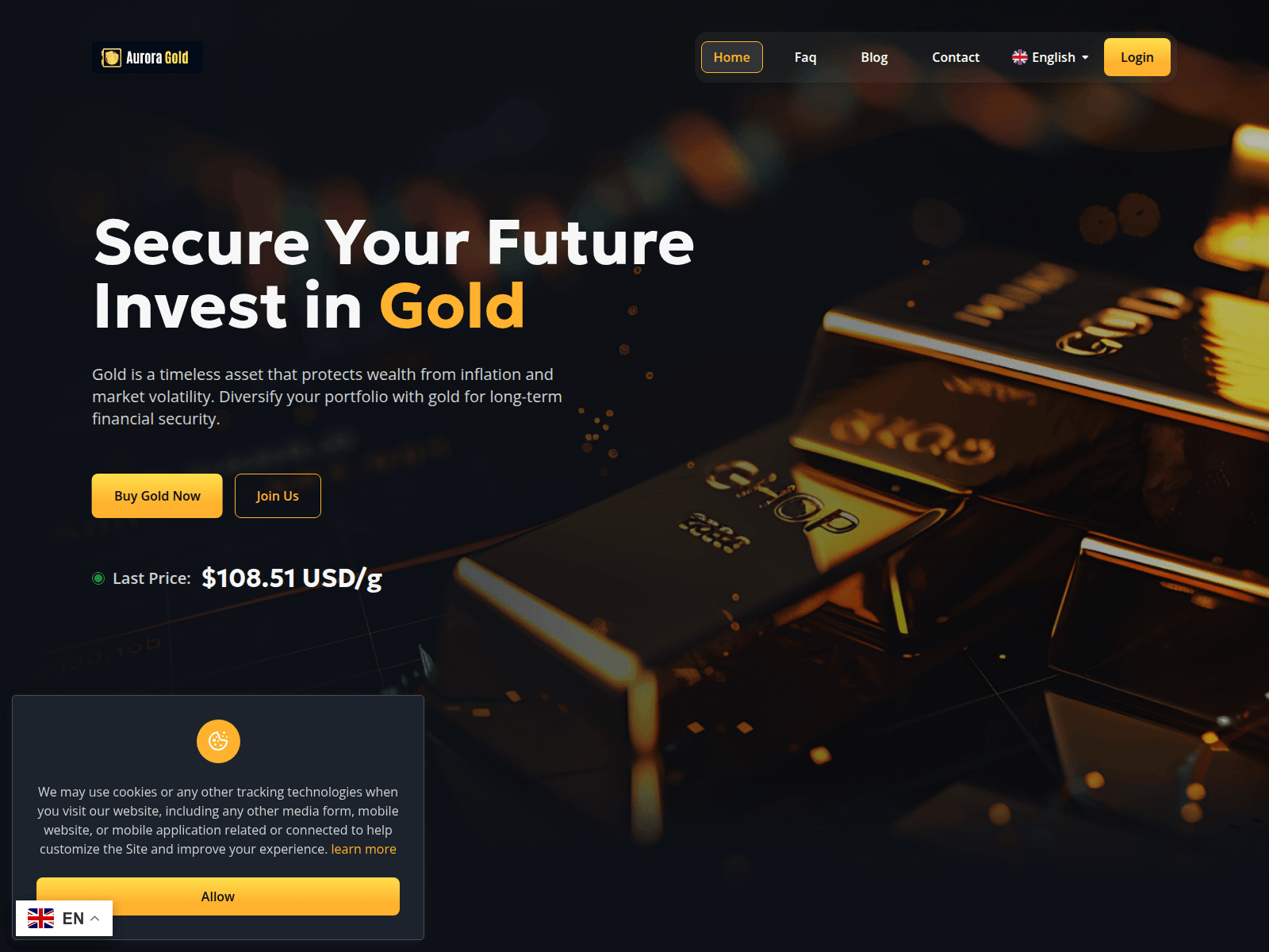 Screenshot of auroragold.org