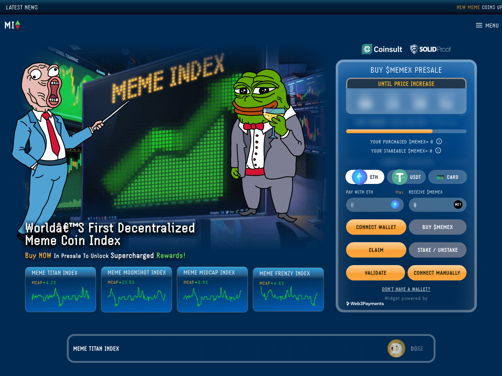 Screenshot of meme-index.co