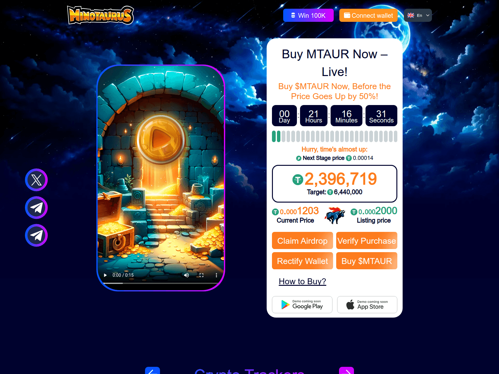 Screenshot of minotaurus-presale.live