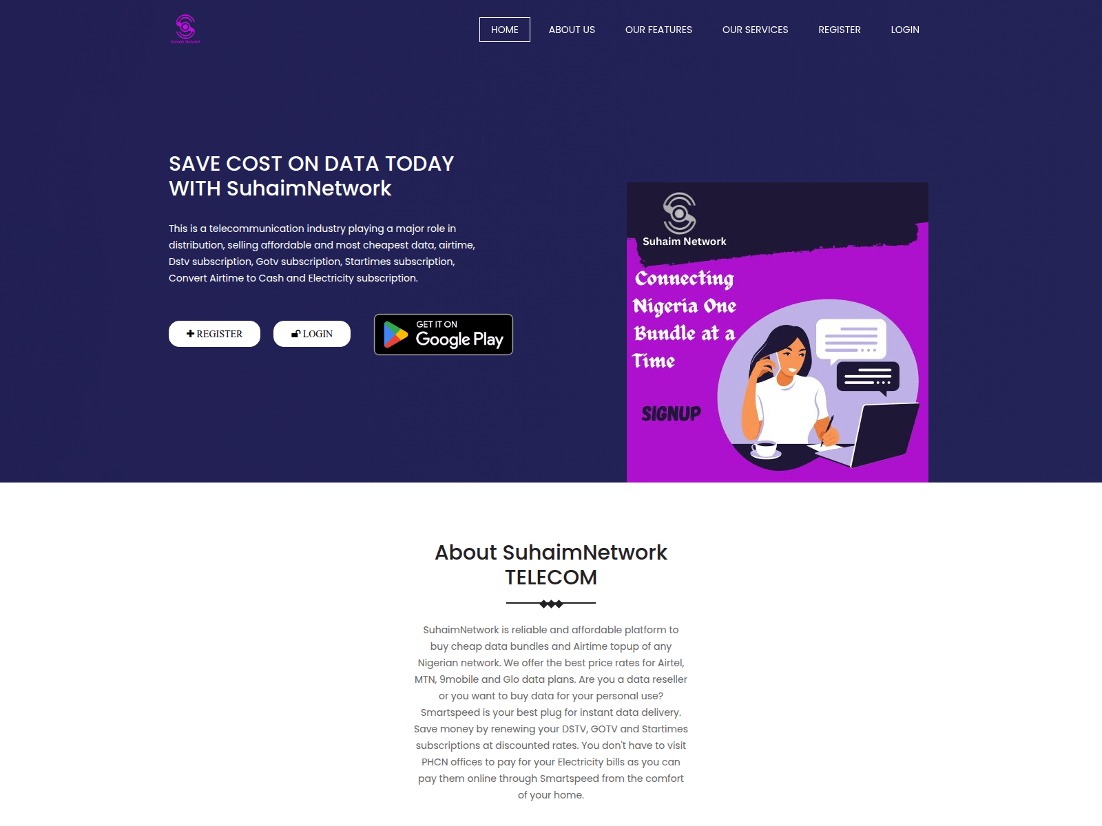 Screenshot of suhaimnetwork.com.ng