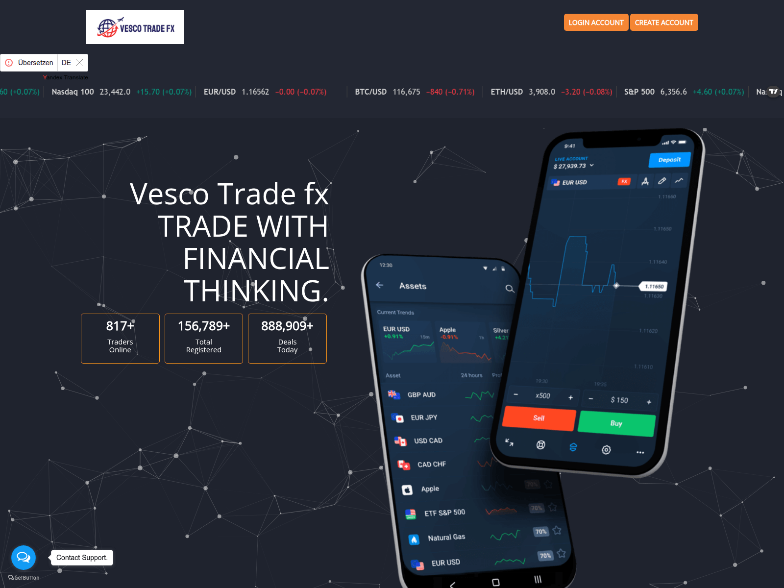 Screenshot of vesco-tradefx.com