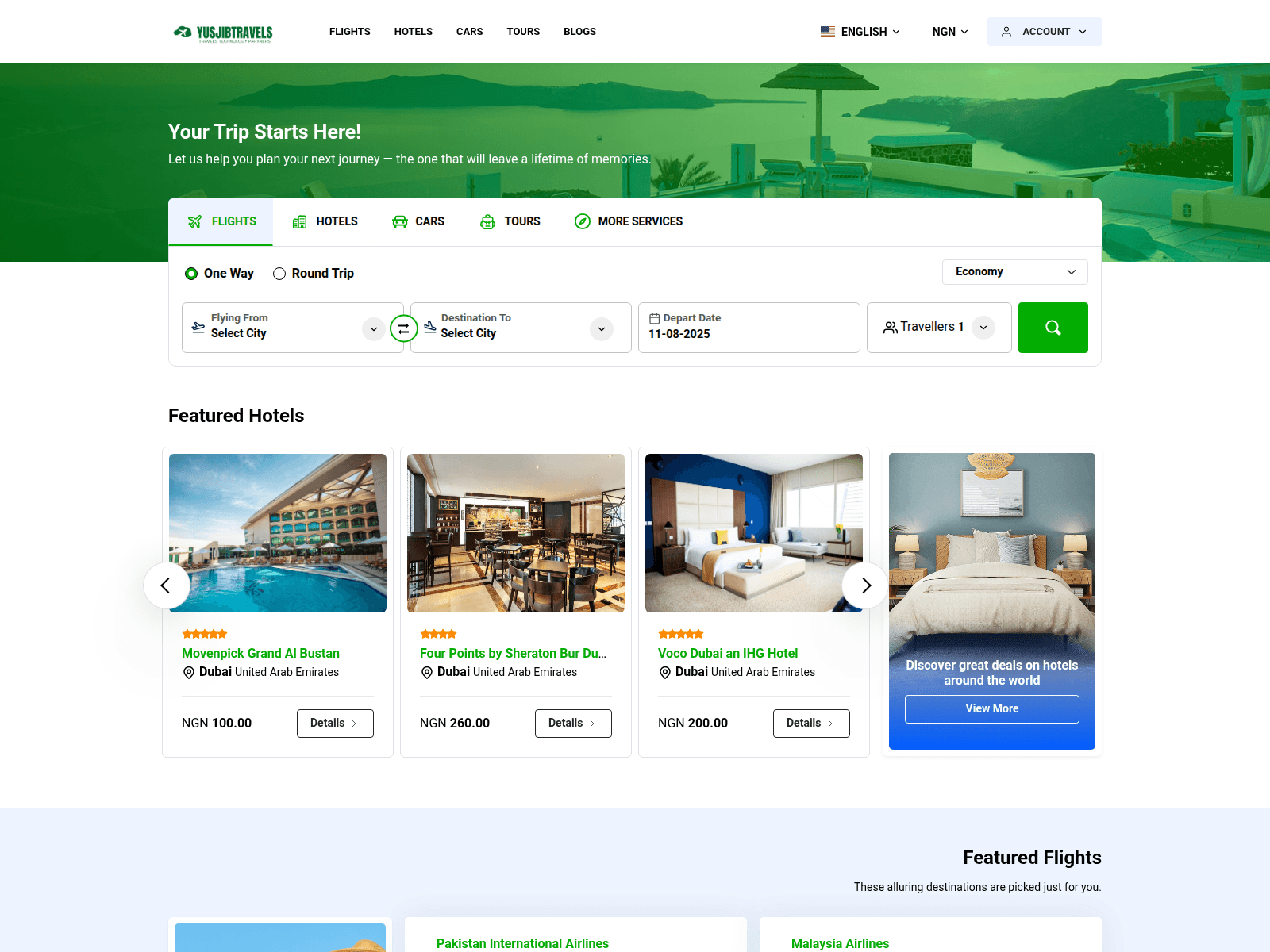 Screenshot of yusjibtravels.com