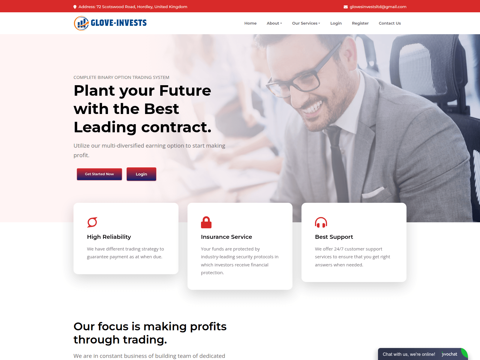 Screenshot of glovesinvest.com
