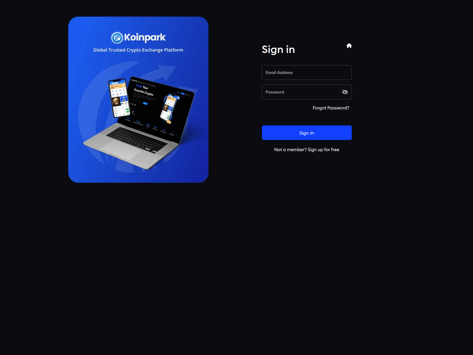 Screenshot of koinpark-login.com