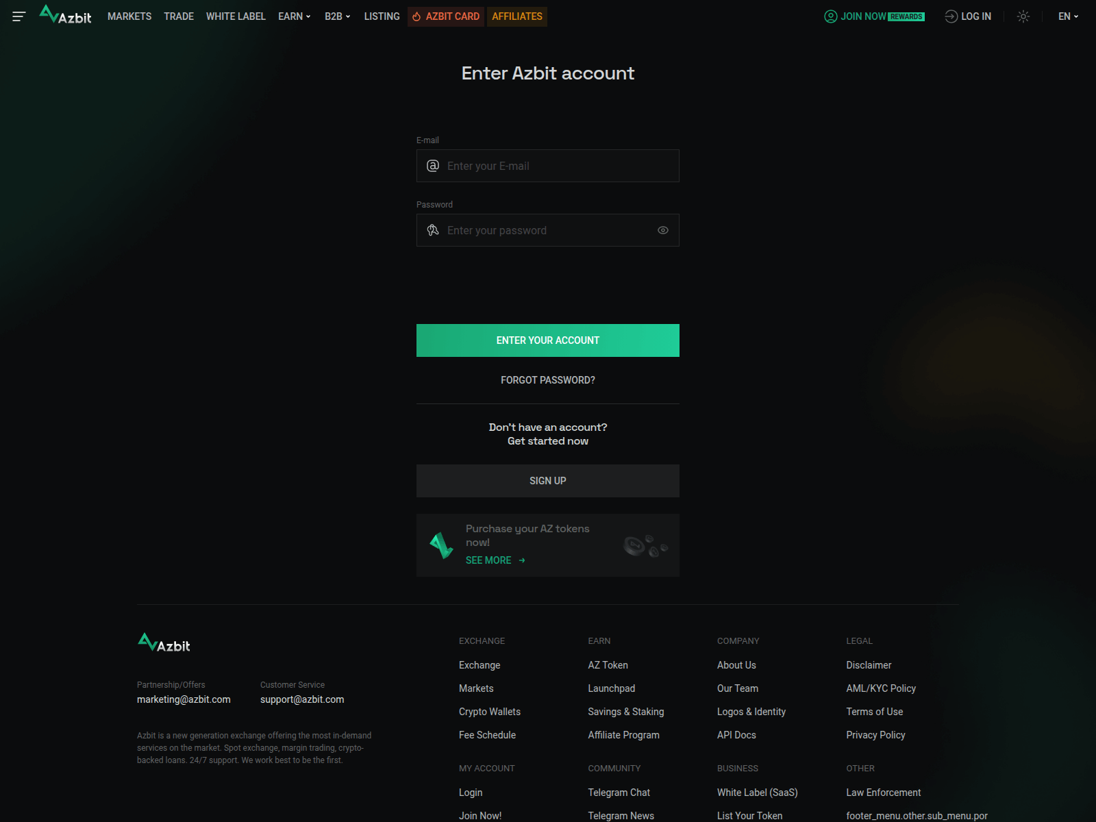 Screenshot of www.azbit-login.com