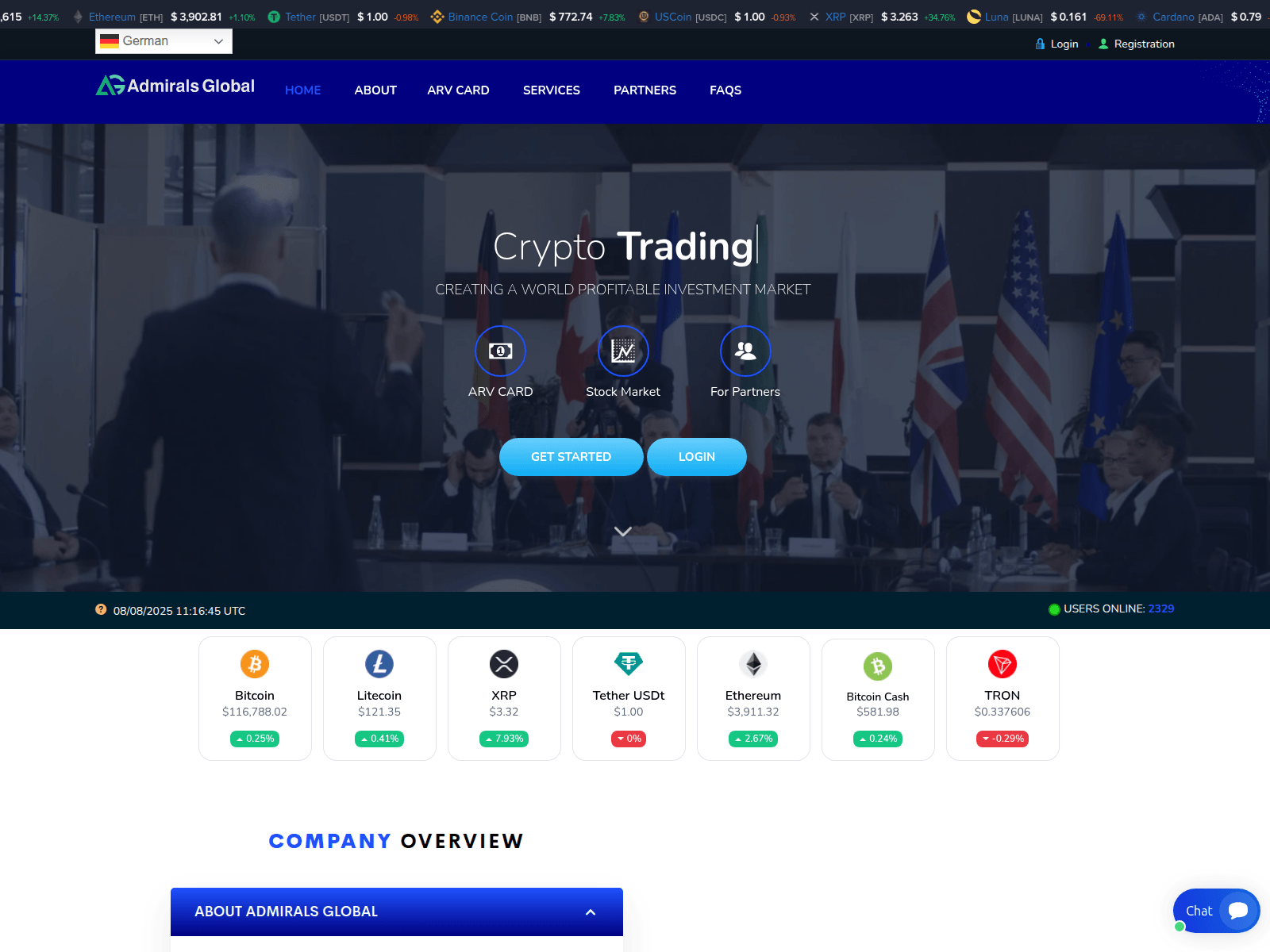 Screenshot of admiralsglobal.net