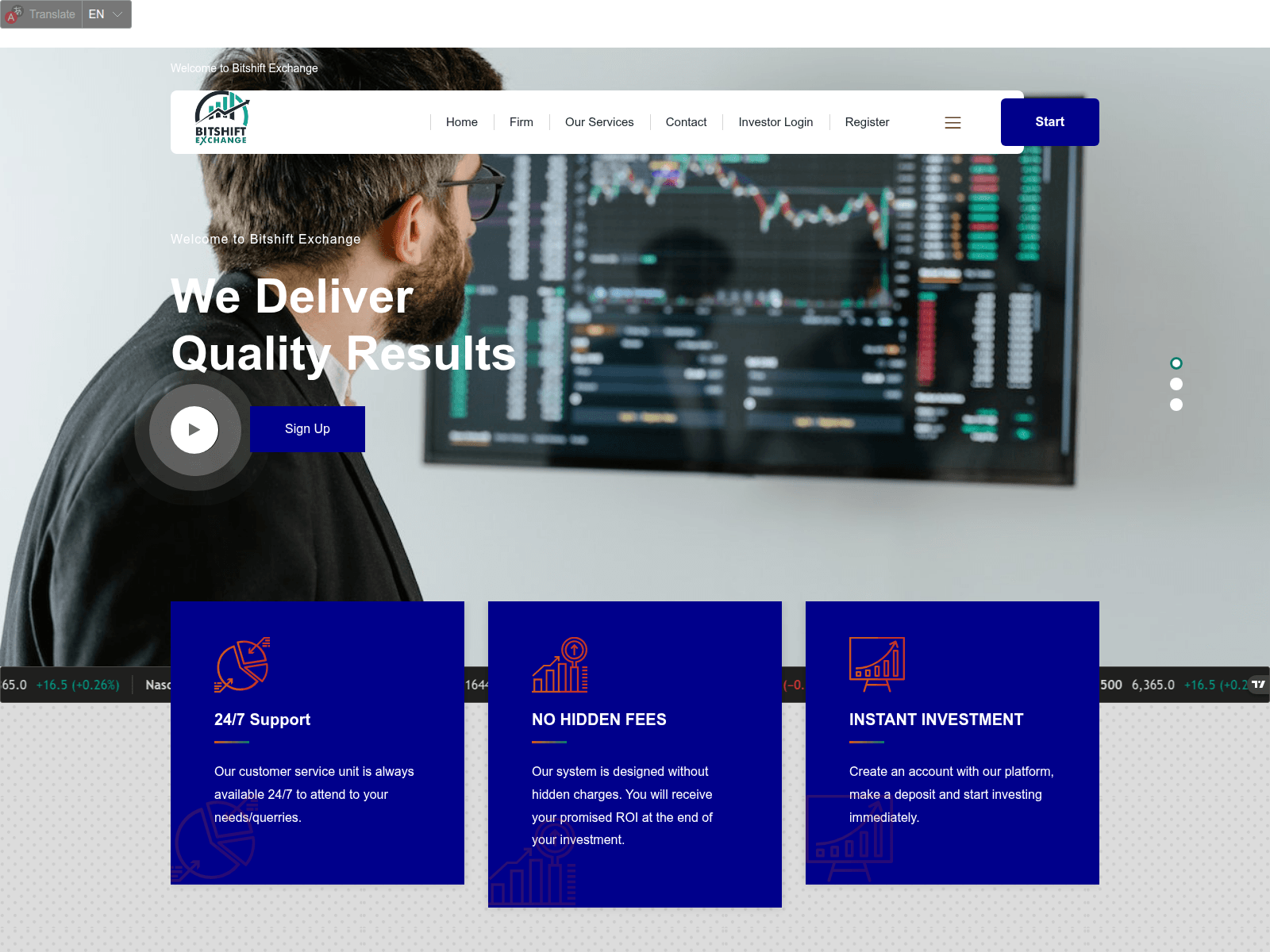Screenshot of bitshiftexchange.com