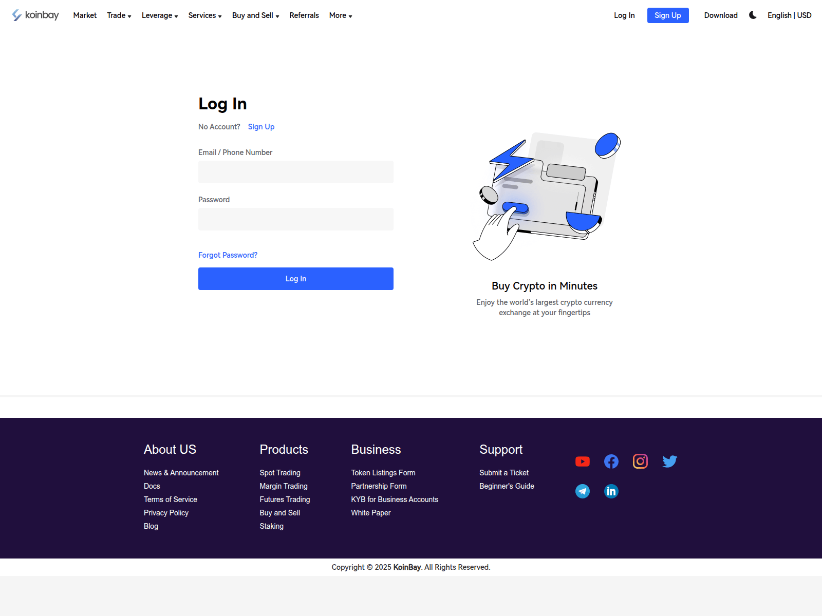 Screenshot of koinbay-login-exchange.com