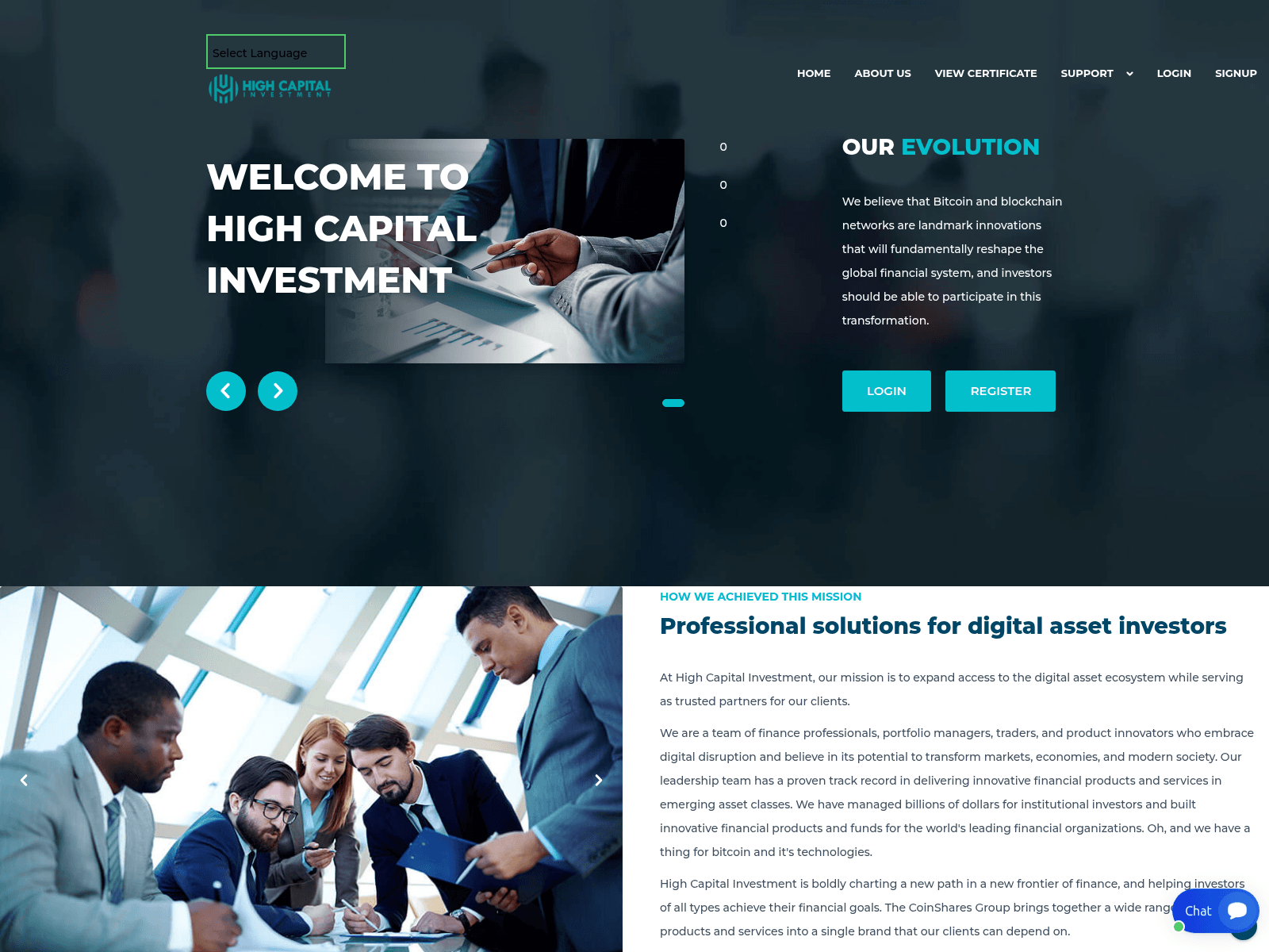 Screenshot of highcapitalinvestment.com