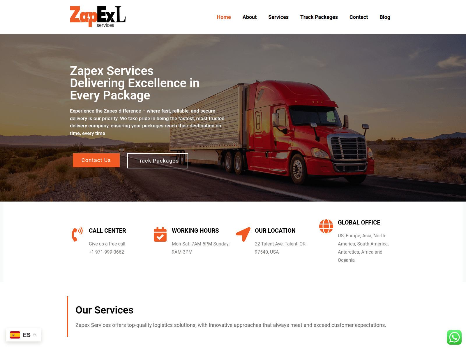 Screenshot of zapexlservices.com