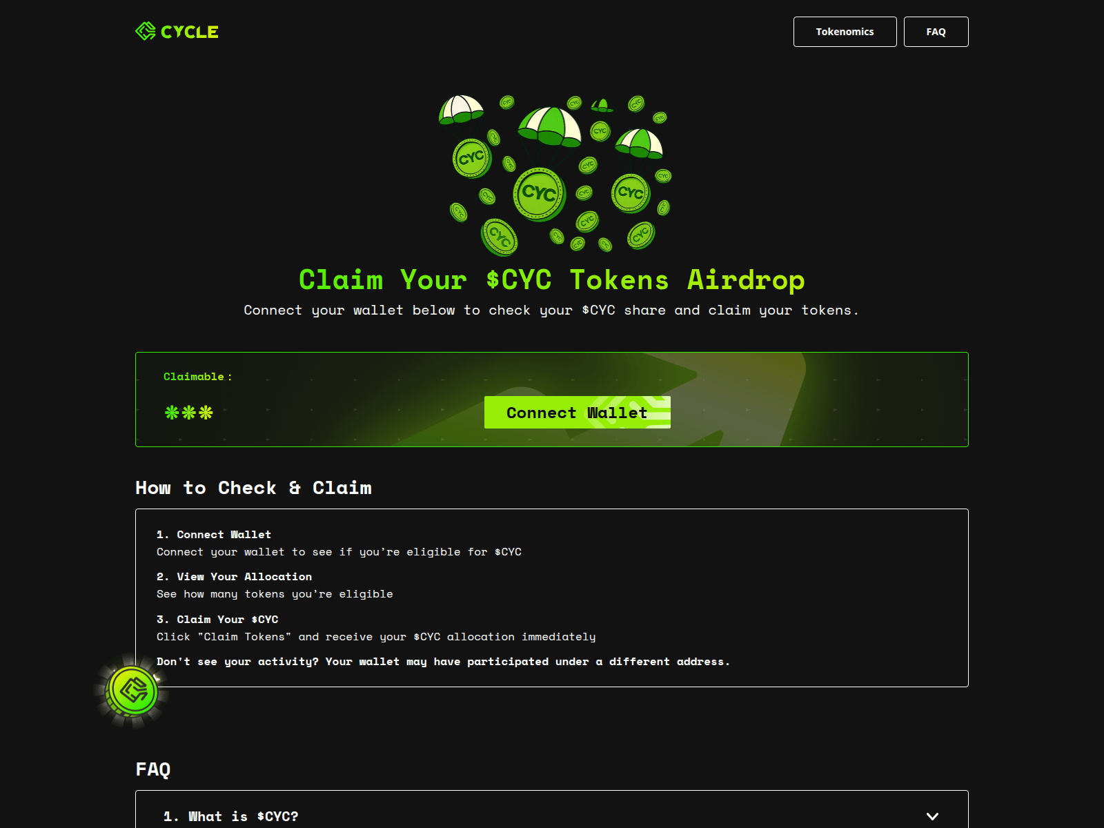 Screenshot of airdrop-cyclenetwork.com