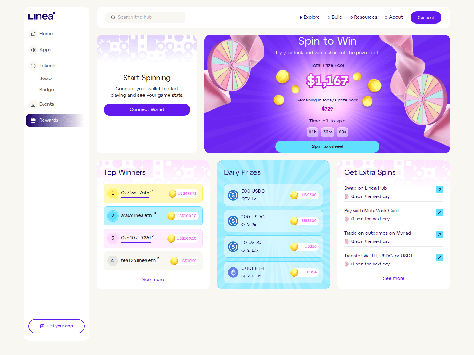 Screenshot of linea-spin.xyz