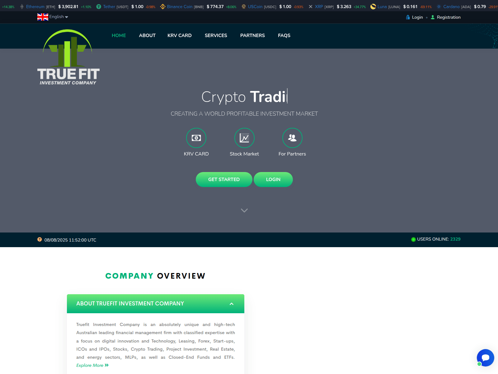 Screenshot of truefitinvestmentcompany.com