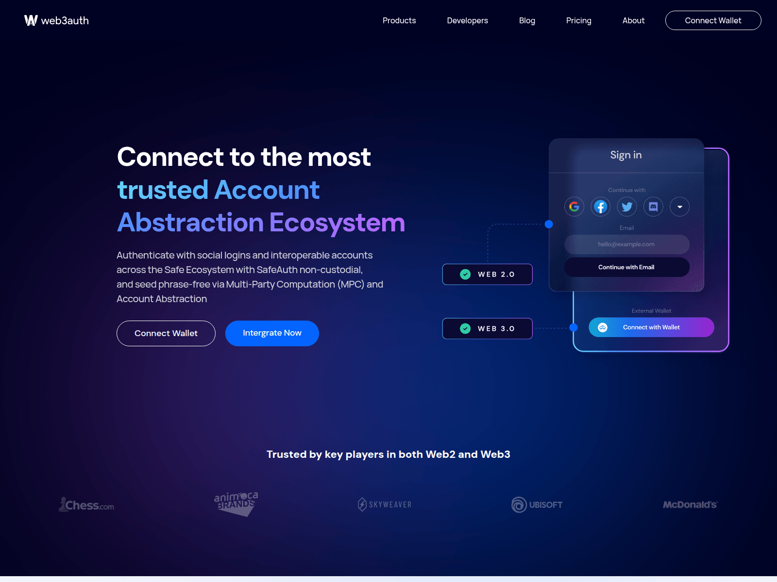 Screenshot of web3authenticate.com