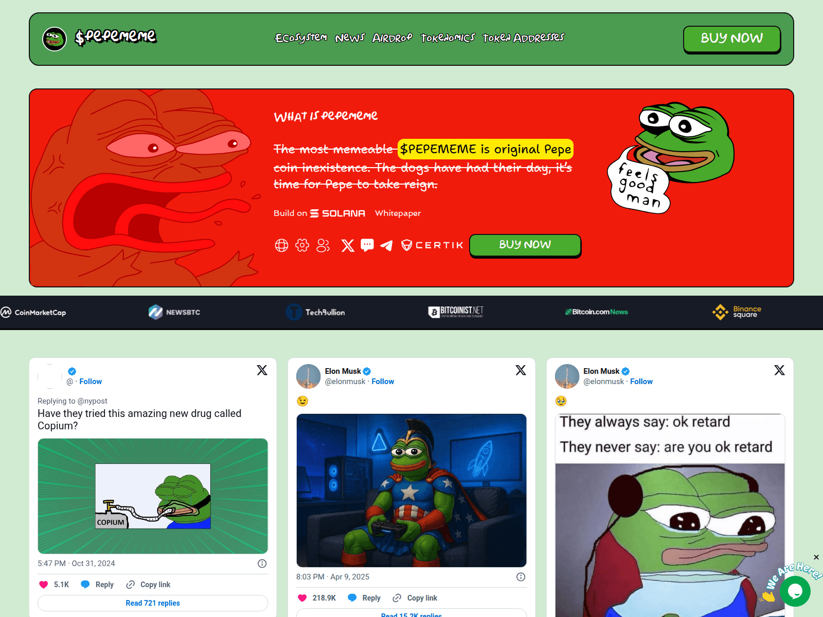 Screenshot of pepememe.org