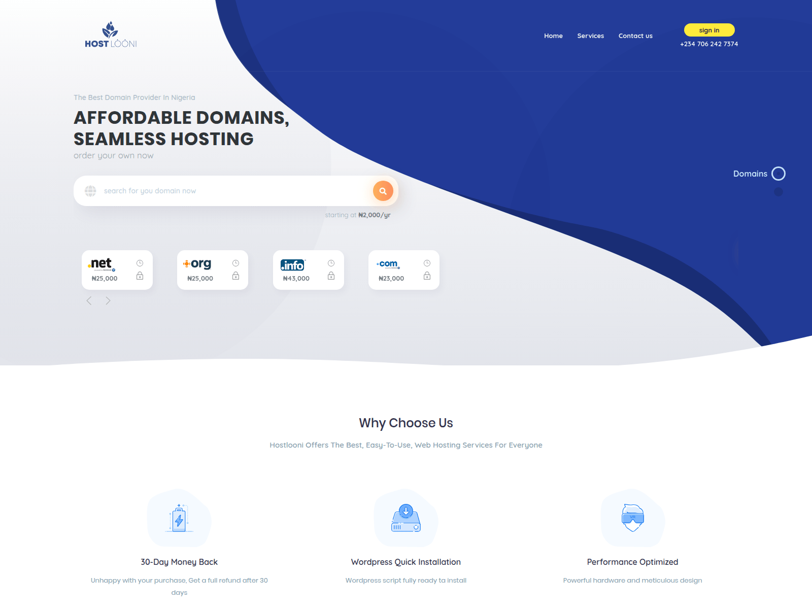 Screenshot of hostlooni.com