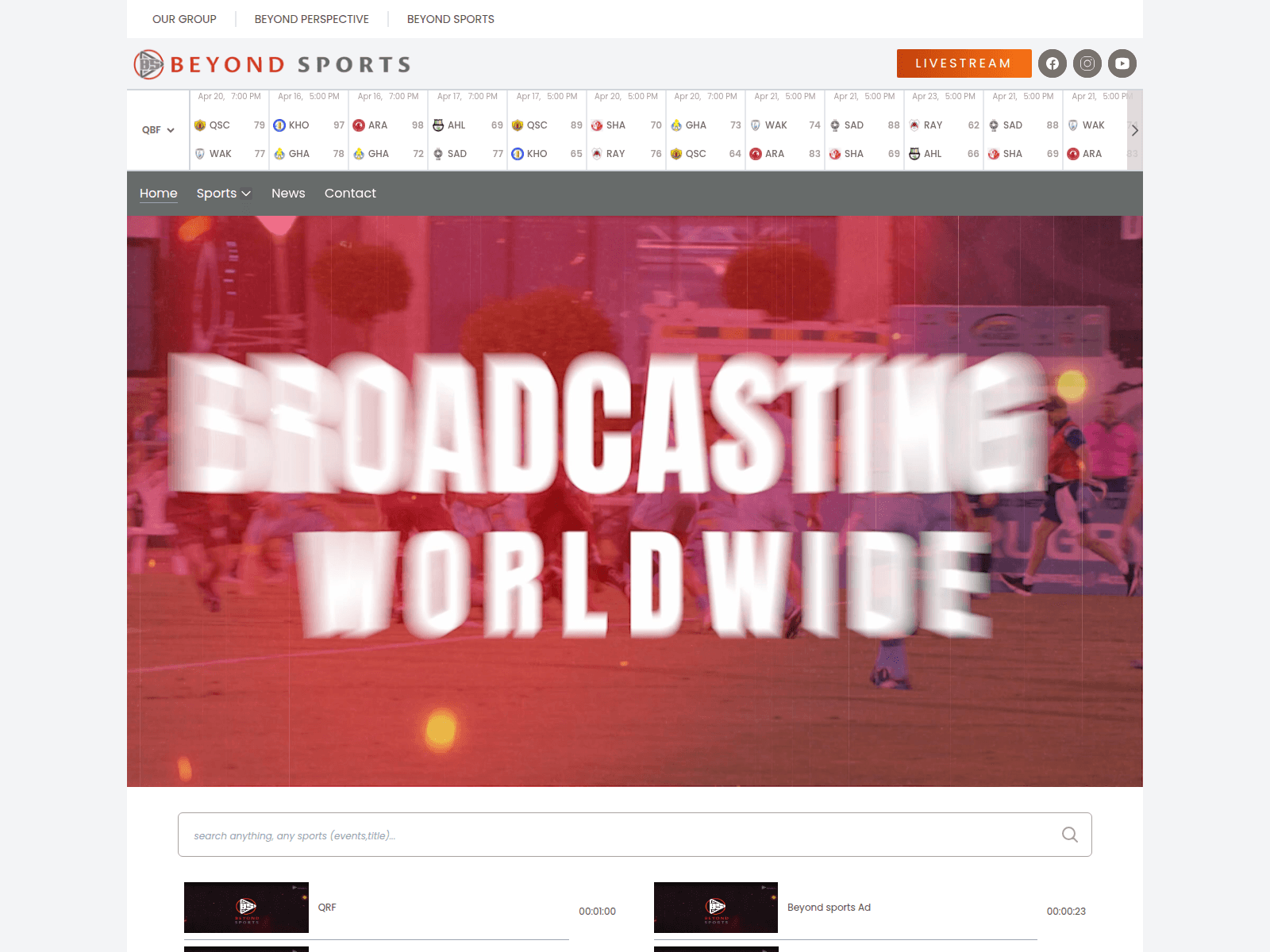 Screenshot of beyondsports.live