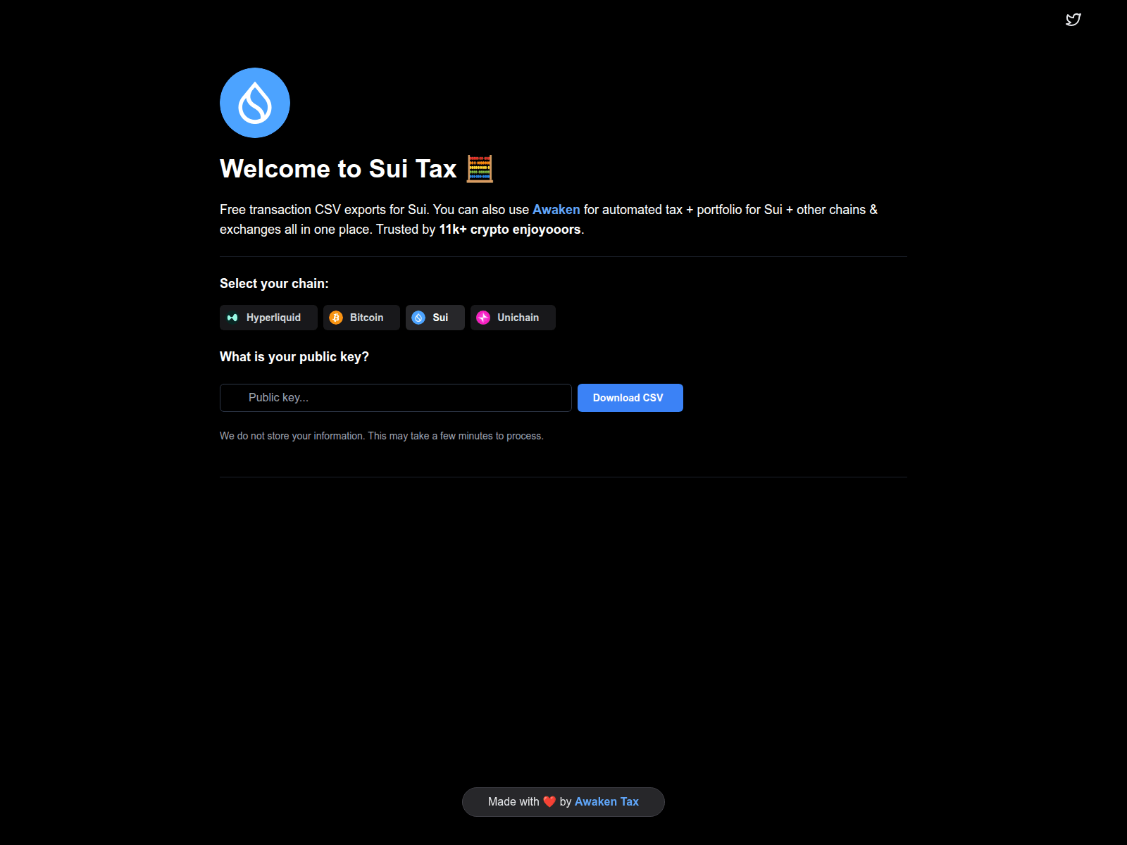Screenshot of sui.tax
