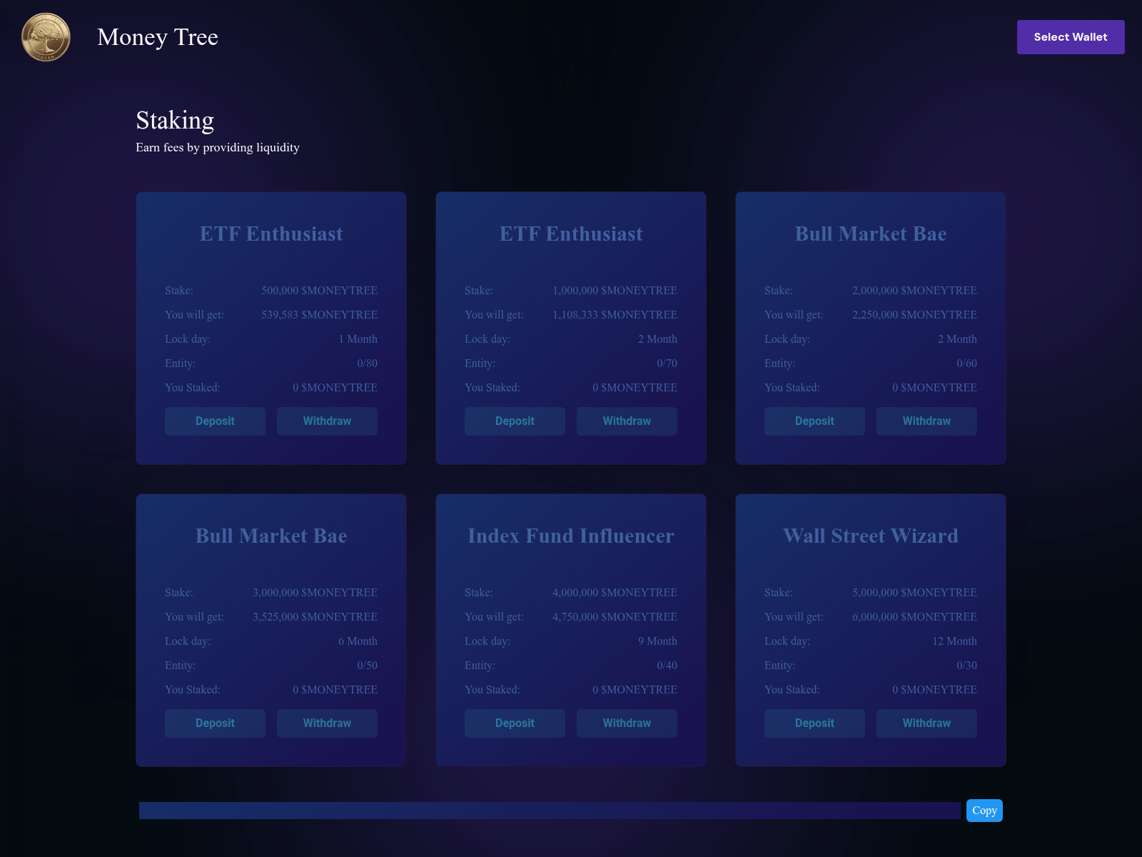 Screenshot of moneytreestaking.xyz