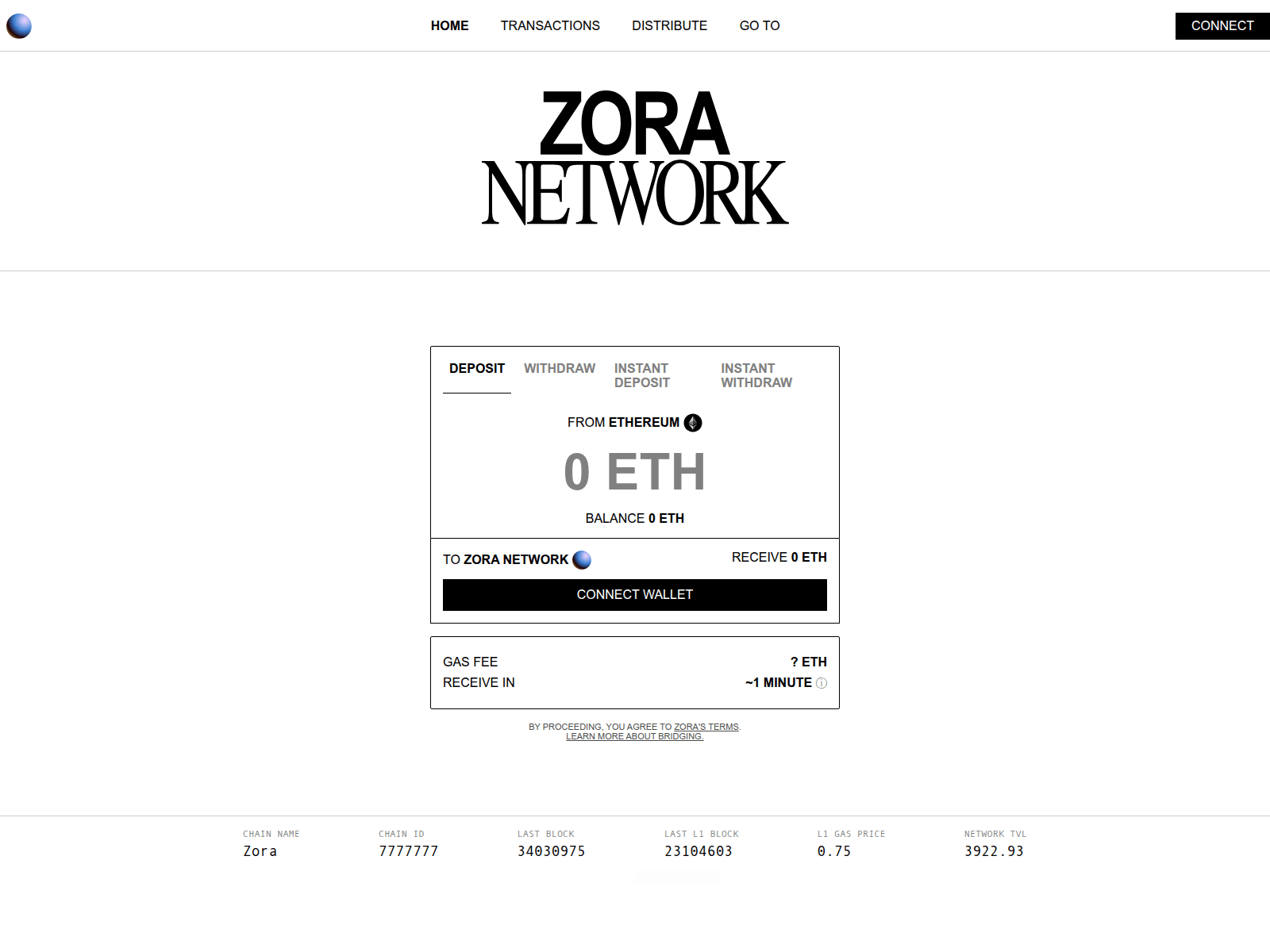 Screenshot of zorabridge.app