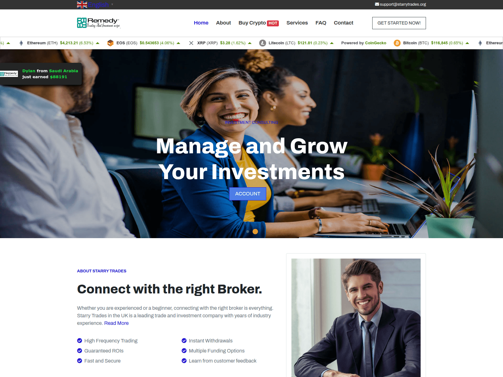 Screenshot of starrytrades.org