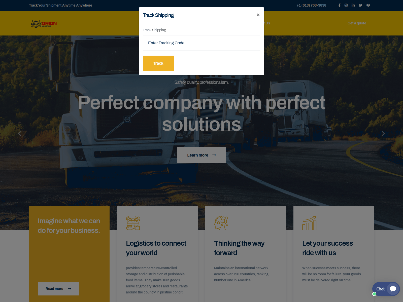 Screenshot of orionlogistics.org