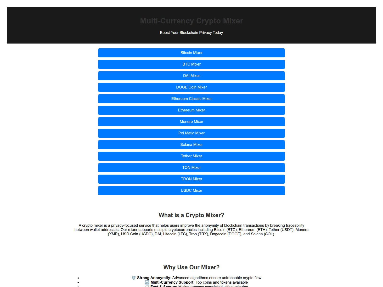 Screenshot of btc-tumbler.to