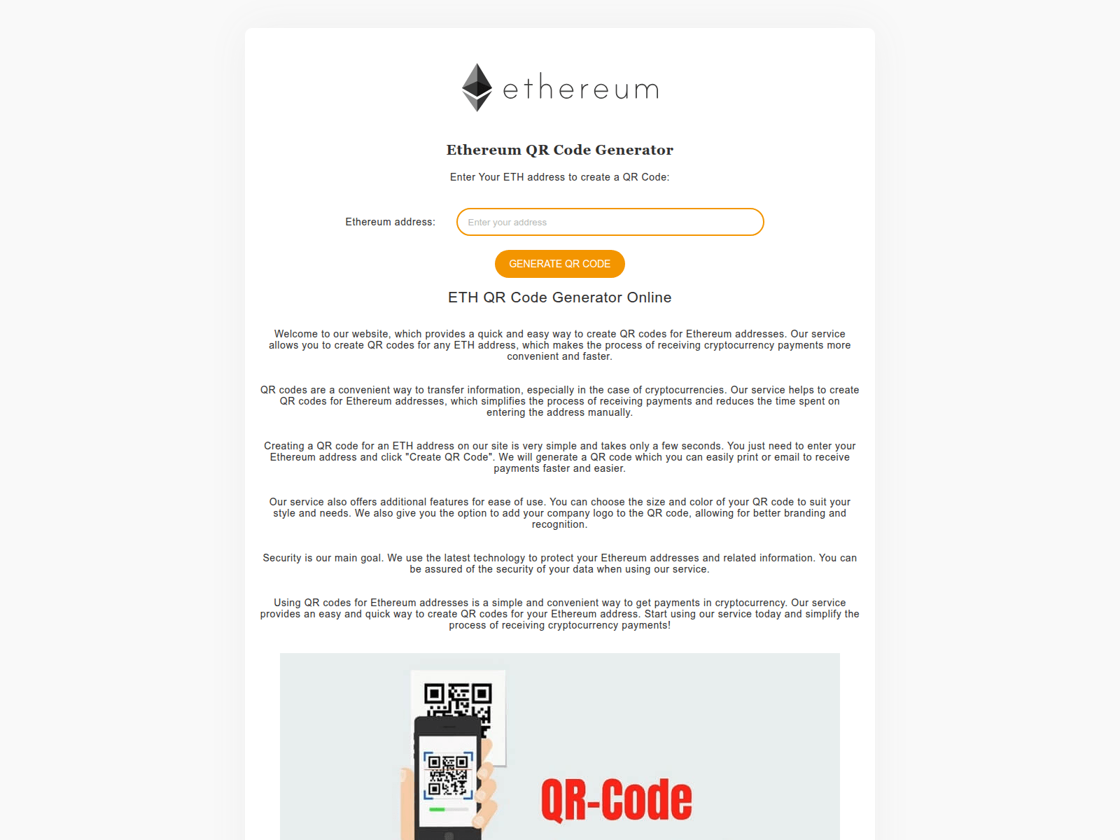 Screenshot of eth-qr.to