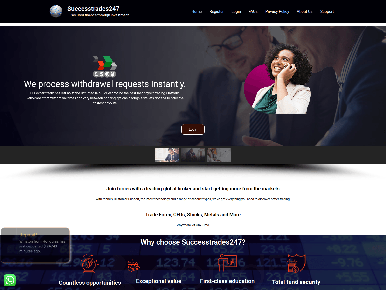Screenshot of successtrades247.com