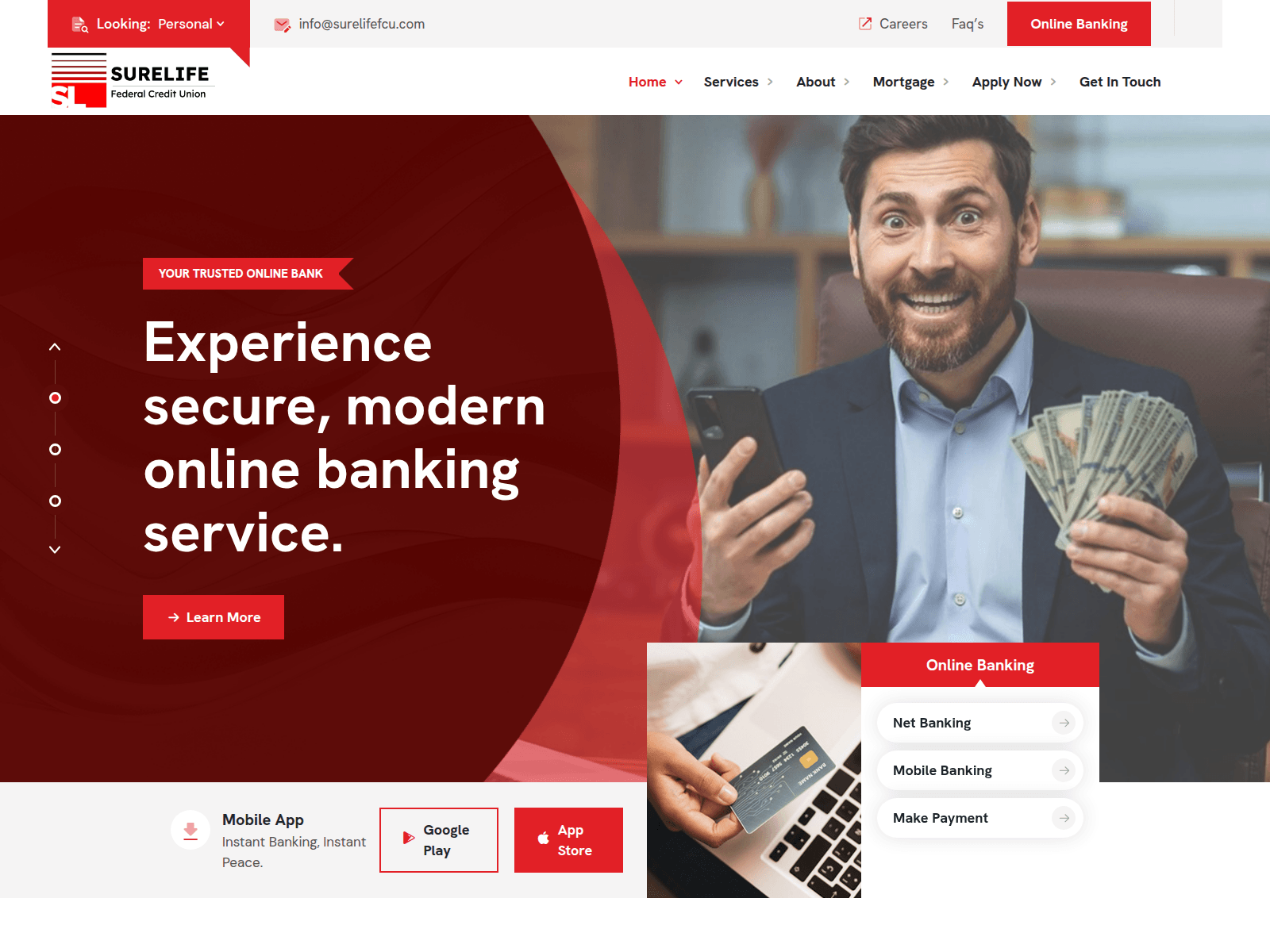 Screenshot of surelifefcu.com