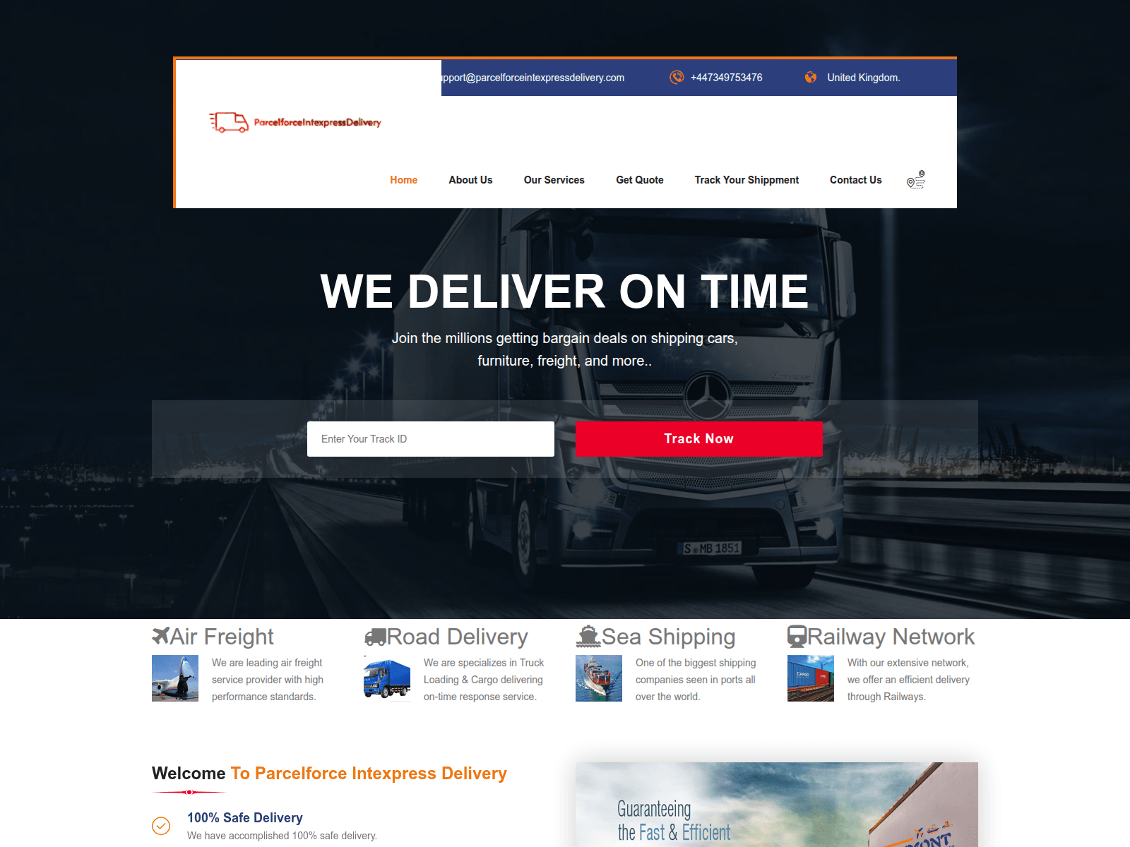 Screenshot of parcelforceintexpressdelivery.com