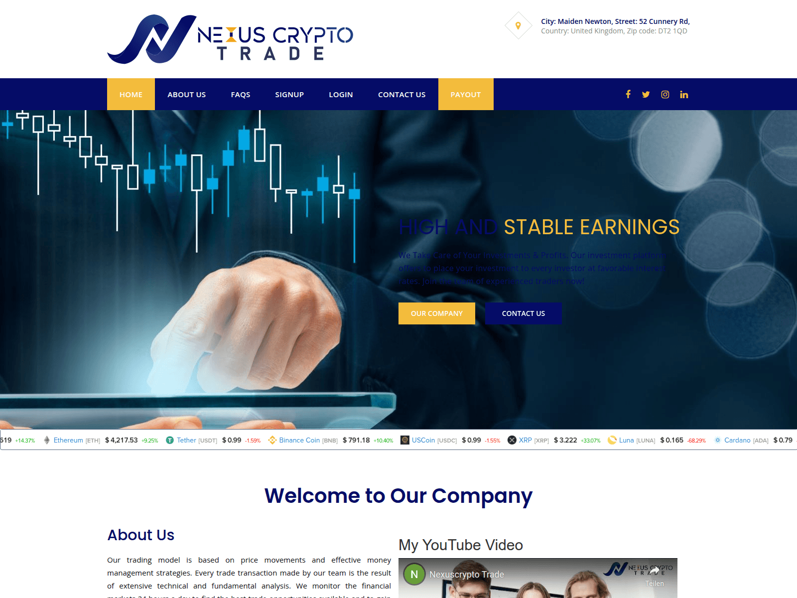 Screenshot of nexuscryptotrade.com