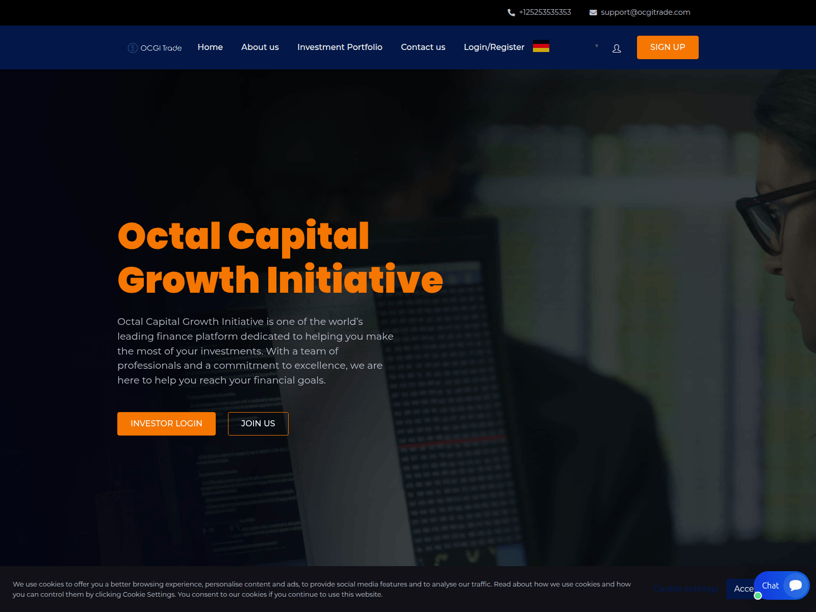 Screenshot of ocgitrade.com