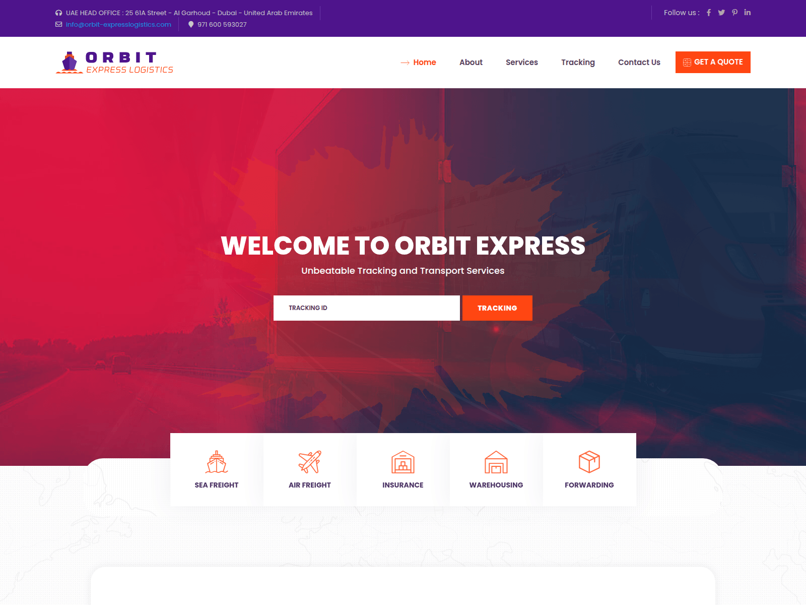 Screenshot of orbit-expresslogistics.com
